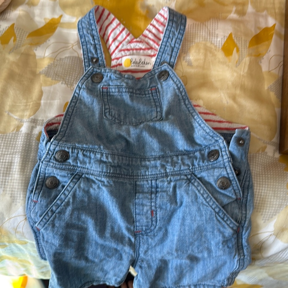 Baby Boden Chambray (denim) overall shorts 12-18
